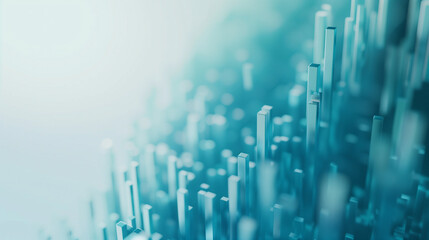 Fototapete - 3d market graphs, abstract blue background with finance data visualisation, global business finances and digital interface concept	