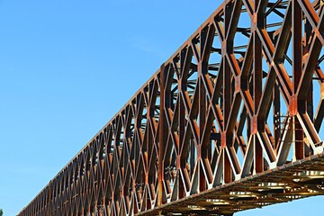 Old metal railway bridge, metal bridge structures