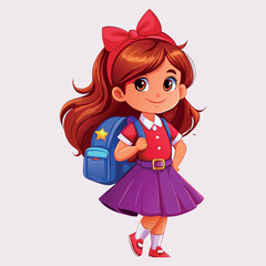 Vector illustration of A beautiful schoolgirl for Back to School banner design