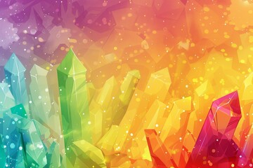 Poster - Vibrant and colorful abstract crystal background with geometric shapes and multicolor bokeh sparkle. Featuring magical reflections and festive mosaic spectrum