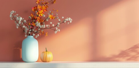 Sticker - Fall Flower Arrangement With Pumpkins