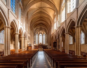 generative ai inside an empty church in normandy, france.