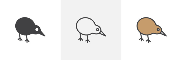 Poster - Kiwi bird colored icon set