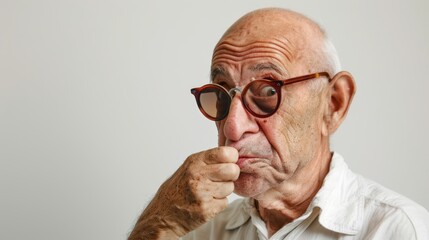 Wall Mural - an older man with glasses and a white shirt