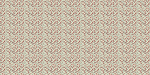 Wall Mural - red flowers on cream background, blue leaves, vintage floral pattern, romantic and delicate, perfect
