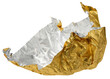 © nndanko - Crumpled sheet of golden foil, candy wrapper on isolated background