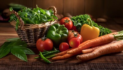 Wall Mural - Fresh vegetables in a basket