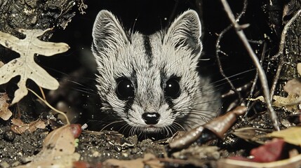 Sticker -   Close-up of small animal in field of dirt, grass, and starfish