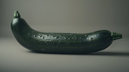 Wall Mural -   A lush green cucumber atop a gray platform, adorned with droplets of water