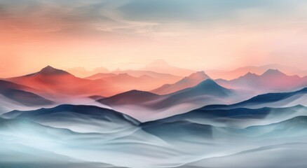 Canvas Print - Colorful Mountains at Sunset