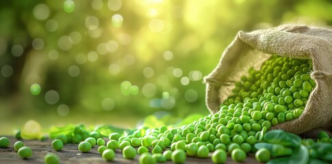 Wall Mural - green peas in a bag