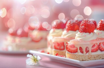 Wall Mural - Strawberry Cake With Whipped Cream