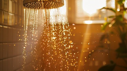 Wall Mural - Drops of water in the bathroom come out of the shower