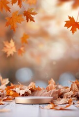 Wall Mural - Autumn Leaves and Platform