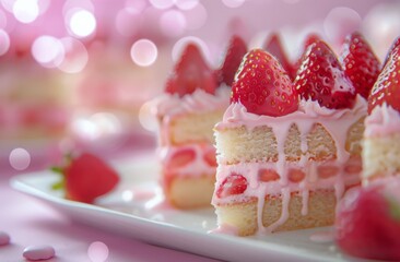 Wall Mural - Strawberry Cake With Whipped Cream