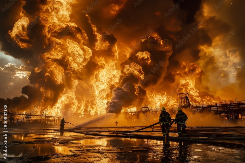 Firefighters Battling Intense Blaze at Industrial Oil Storage Facility ...