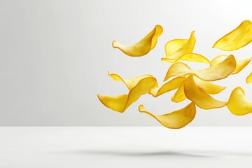 Wall Mural - potato chips falling from the air