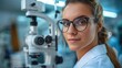 © Sandu - Female Optometrist with Diagnostic Equipment
