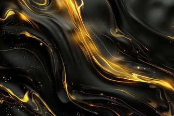 Canvas Print - gold liquid flowing over a black background