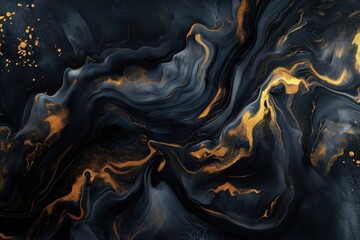 Canvas Print - black and gold wavy liquid pattern