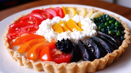 Poster -  A plate of juicy tomatoes, colorful peppers, and refreshing cucumber slices atop