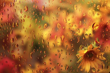 Canvas Print - Raindrops on the glass in close-up