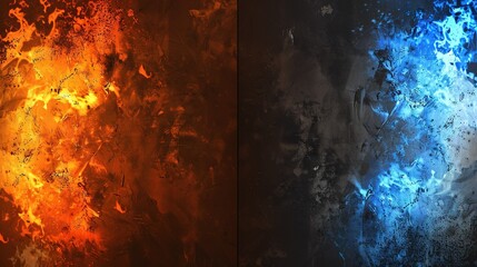 Poster -   Close-up of window with fire & ice pattern alongside fire & ice photo