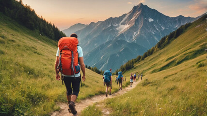 person walking in the mountains