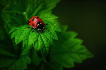 Sticker - a ladybug on a leaf