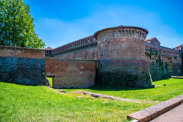 Wall Mural - A view along the northern side of fourteenth century stone castle in Imola, Italy  in summertime