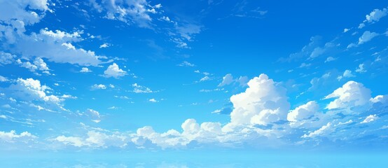 anime style blue sky with white clouds, seamless cloud pattern for backgrounds, emphasizing serenity