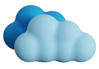 3d two rain clouds icon on isolated transparent background. Cloudy weather 3d illustration