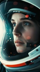 Wall Mural - Woman Gazing Through Space Helmet