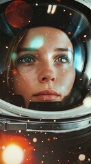 Wall Mural - Woman Gazing Through Space Helmet