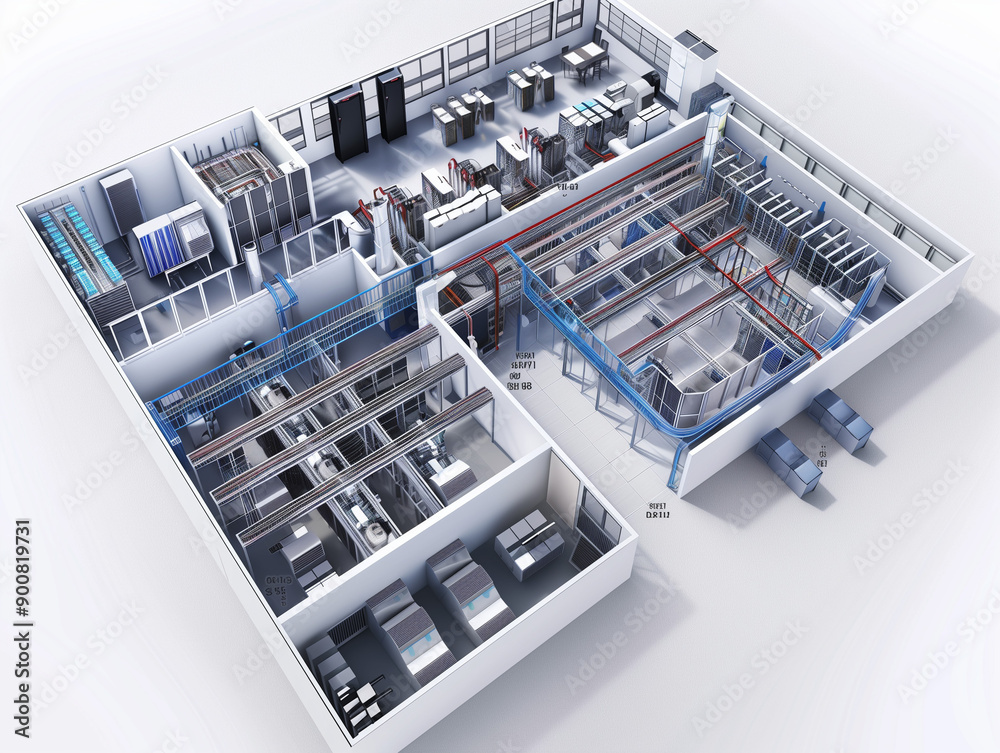 a schematic layout of a data center floor plan Stock Illustration ...