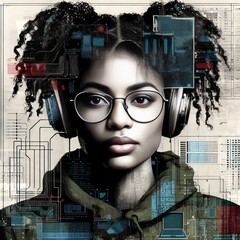 portrait of a girl-programmer with glasses