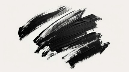 Poster - This image features textured black brushstrokes creating various patterns on a smooth white surface, exemplifying artistic movement and the vigorous strokes of abstract art.