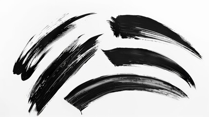 Poster - A creative arrangement of black brush strokes on white space, emphasizing unique patterns and movements that evoke artistic emotions and expressions.