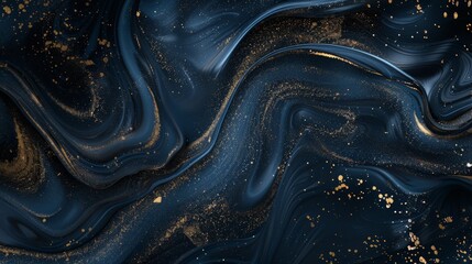 Aufkleber - Elegant abstract art featuring flowing patterns in dark blue and gold hues, evoking sophistication and luxury in a contemporary design.