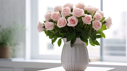 Canvas Print - A bouquet of pale pink roses 