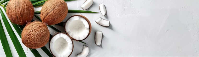 Wall Mural - Coconut and Palm Leaf Still Life