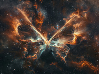 Wall Mural - Butterfly Nebula Centered on Dark Chocolate Background: A Rich Astronomical Event