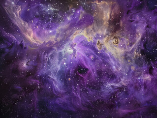 Wall Mural - Tarantula Nebula Centered on Purple Background: Star Creation in Vivid Detail