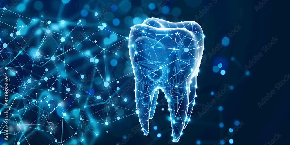 Tech Tooth Futuristic digital tooth illustration, ideal for dental technology ...