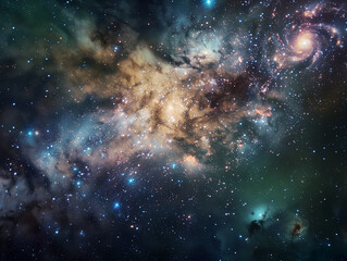 Wall Mural - Stunning Large Magellanic Cloud Centered on Dark Forest Green Background