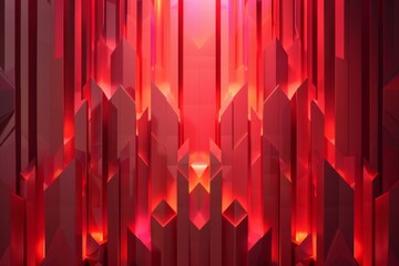 Wall Mural - Abstract 3d geometric background design Light Art Deco Red Color 