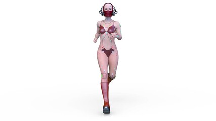 Poster - 走る女性サイボーグ　3DCGレンダリング