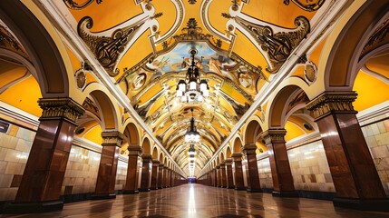 Wall Mural - Moscow metro station Arbatskaya. 