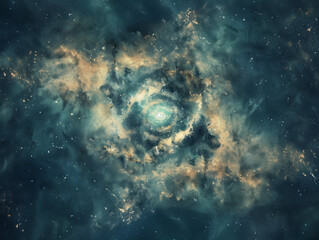 Canvas Print - Triangulum Galaxy Centered on a Dark Teal Background: Galactic Beauty Revealed