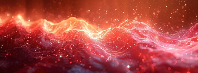 Poster - Abstract Red Landscape with Sparkles